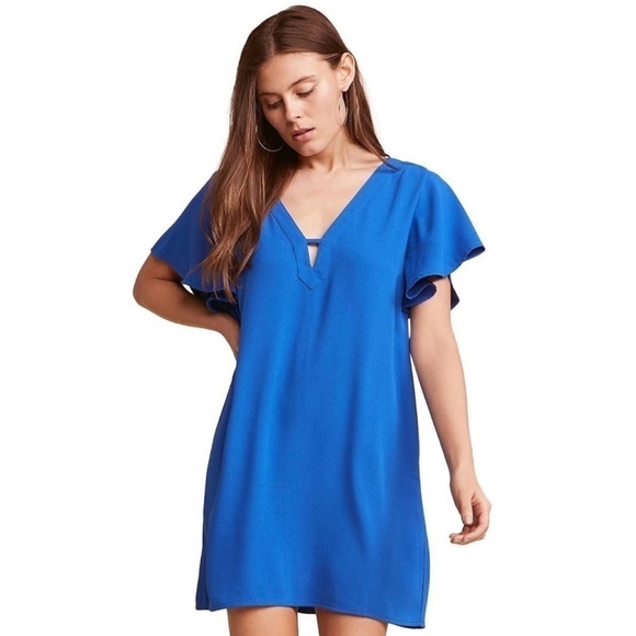 Jack by BB Dakota 0 to 100 Party Dress V-Neck Ruffle Sleeves Flowy Boho Casual M - Picture 1 of 14